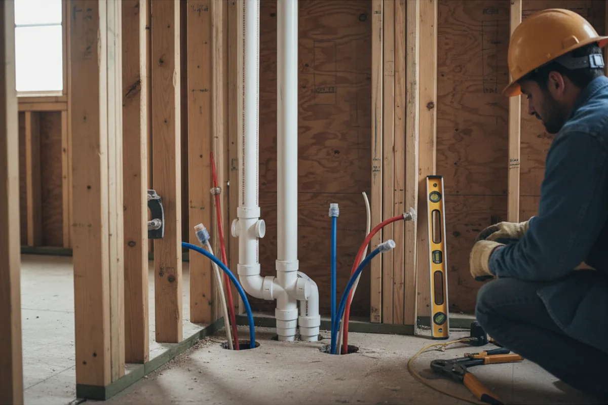 Drain and supply rough-in during Toilet Repair and Installation in Lamona
