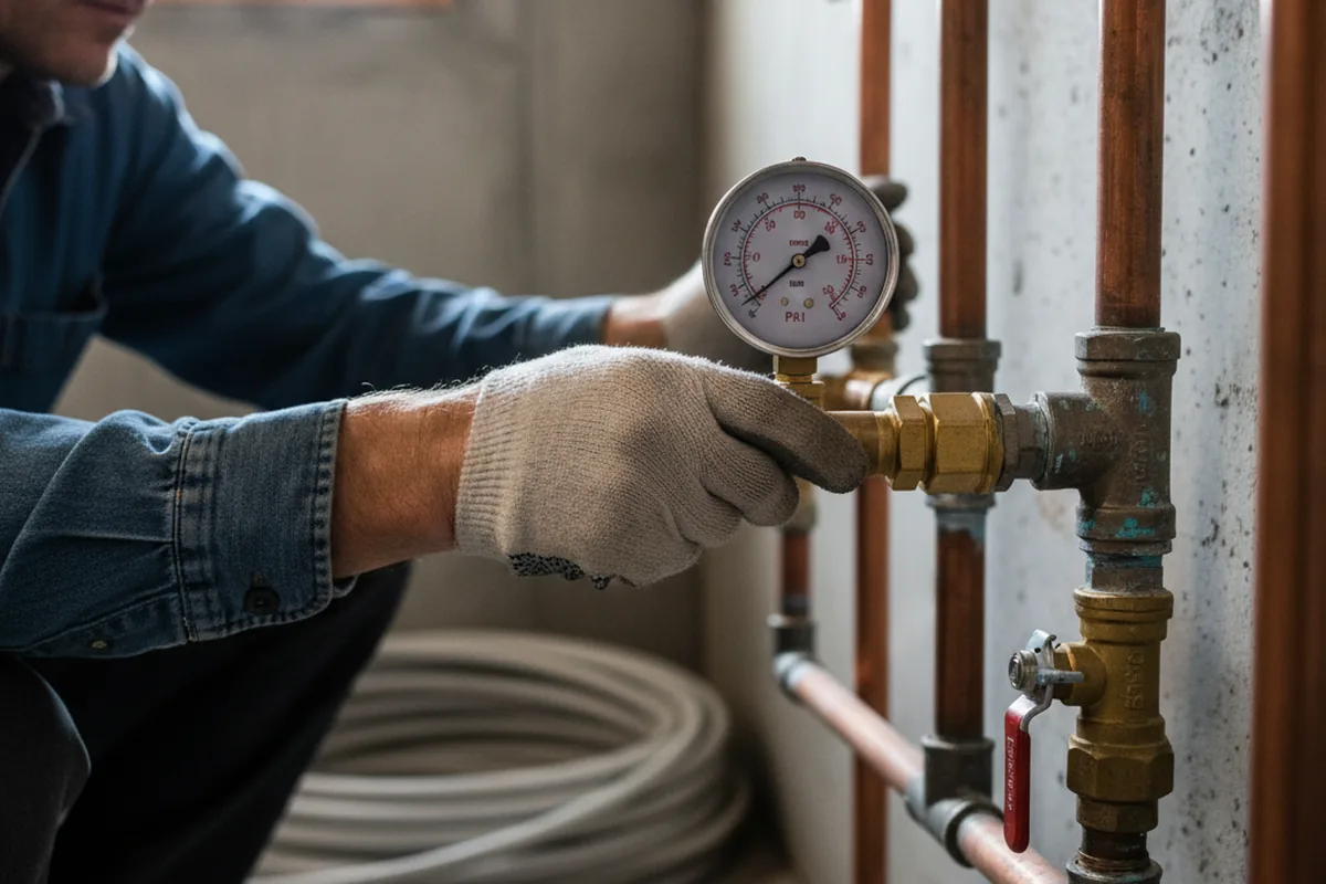 Pressure testing a repaired line during Water Line Repair in Lamona